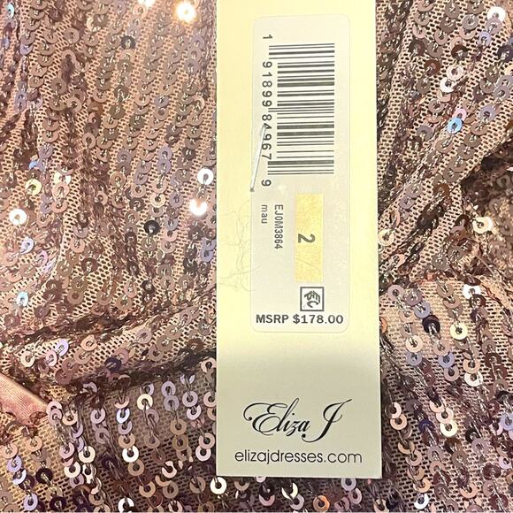 Eliza J Sequined Long Sleeve Stretch Dress NWT Size 2 - Picture 7 of 9